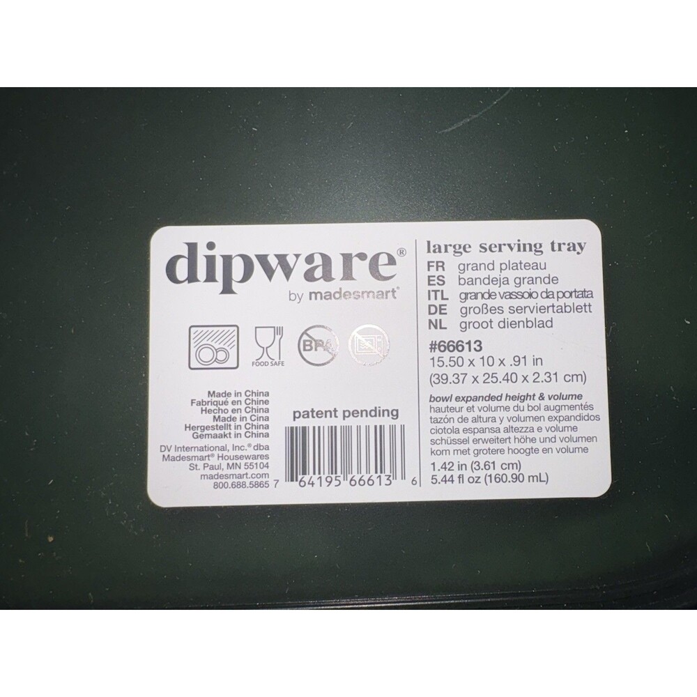 madesmart Large Serving Tray Dark Green Plastic 3 Compartments Food Safe